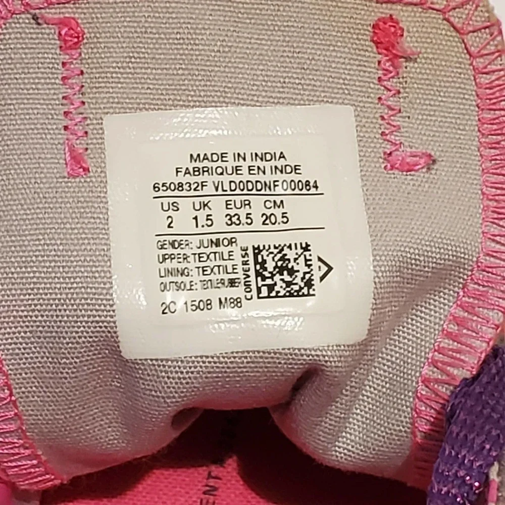 Converse All Star Sneakers Kid Size 2 Low Top Gray Pink Double Tongue